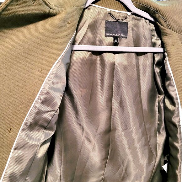 Banana Republic Olive Green Military Peacoat Wool Jacket | Women’s Small | NWOT - Picture 14 of 15